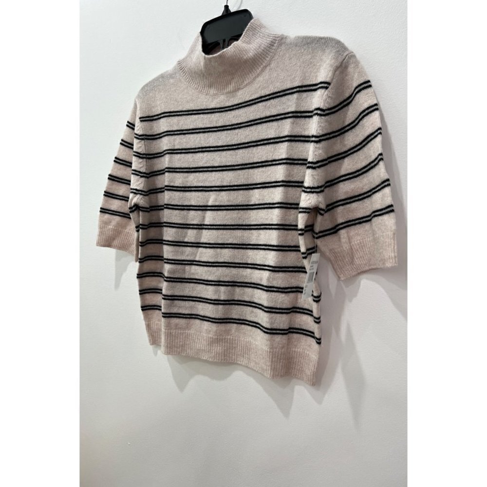 NWT FRAME Size L Stripe Wool & Cashmere Crop Sweater In Oatmeal MSRP$295 - Picture 4 of 12